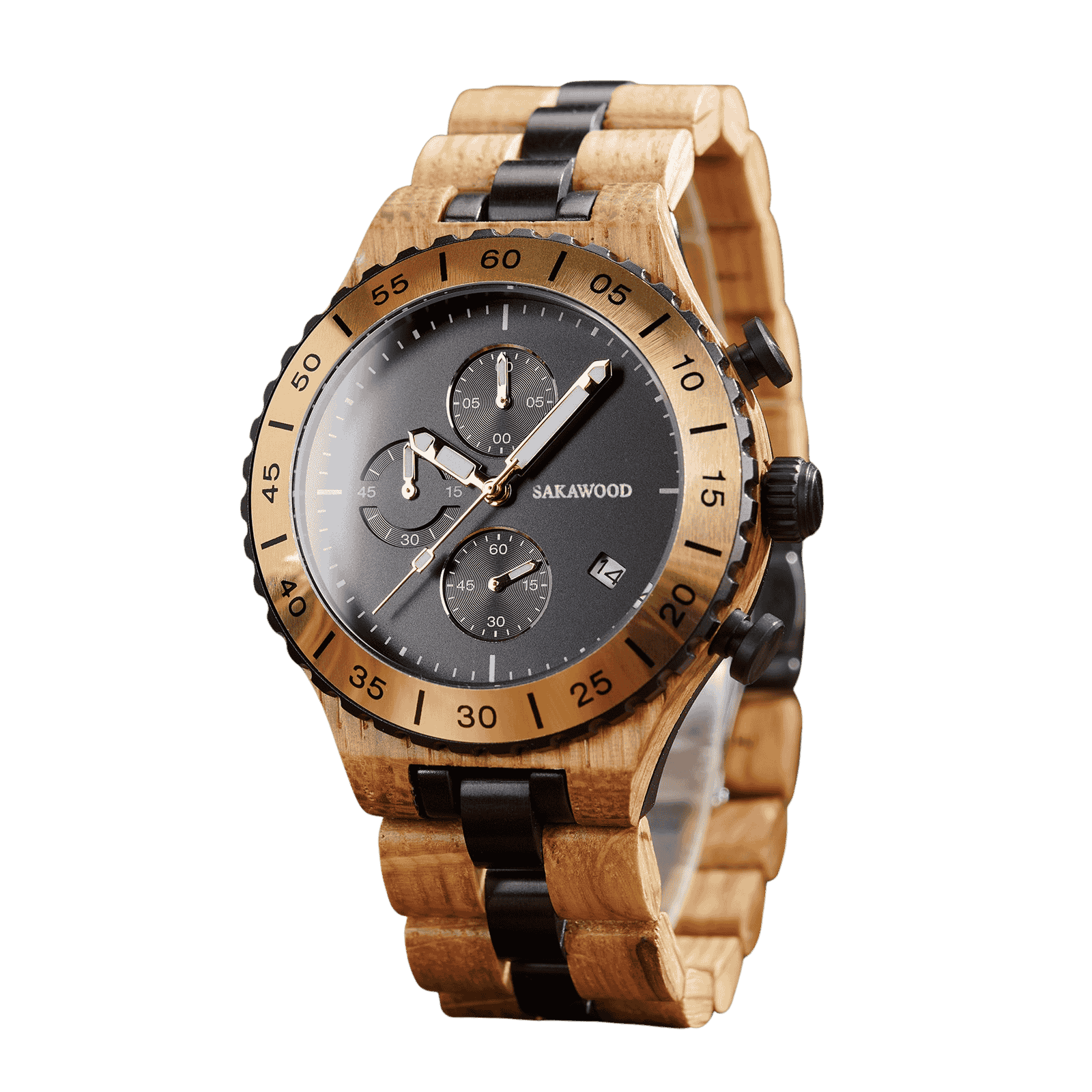 Chronos Riverstone wooden watch with stone-textured dial — handcrafted premium eco-luxury timepiece.